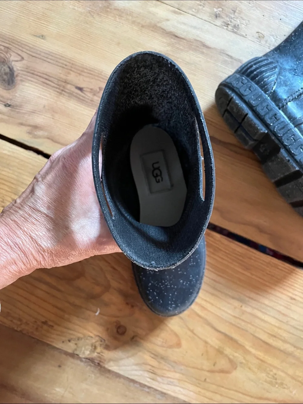 UGG Toddler 12 Gray Gray Glitter Drizlita Rain Boot Short Rubber
